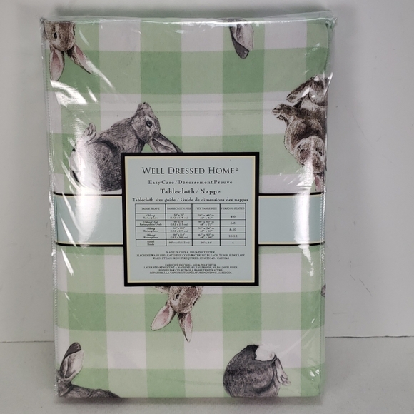 NEW WELL DRESSED HOME BUNNY TABLECLOTH 60" X 118" - Picture 4 of 8